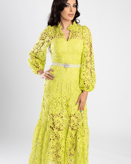 Dantel Serenity Dress with Pearl Belt - WaedLine