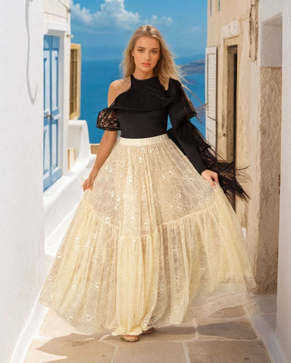 Delicately Embellished Lace Skirt - WaedLine