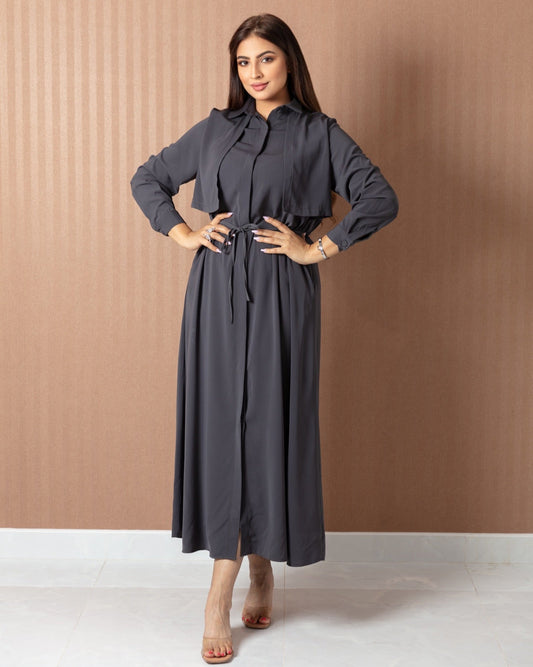 Elegant Tie - Waist Abaya - One Piece - WaedLine