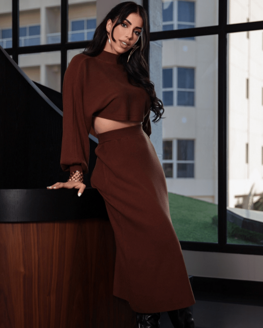 Winter's Embrace Top & Long Skirt Set - WaedLine