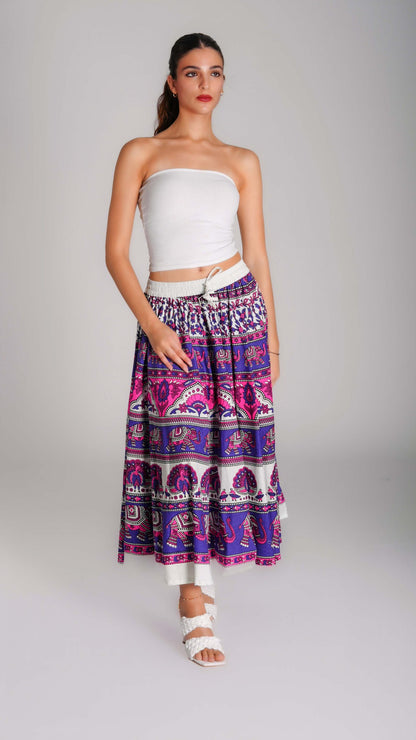 Long Wrap Around Skirt Jaipuri Printed