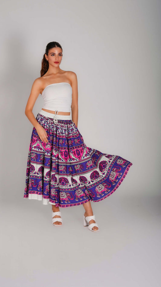 Long Wrap Around Skirt Jaipuri Printed